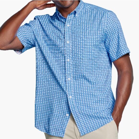 Johnston & Murphy XC4 Extreme Comfort Button-Down Shirt Blue Men's Size Small - Picture 1 of 10